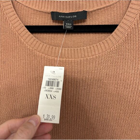 NWT Ann Taylor 100% Cotton Midi Sweater Dress in Tan - Size XXS - Picture 4 of 5